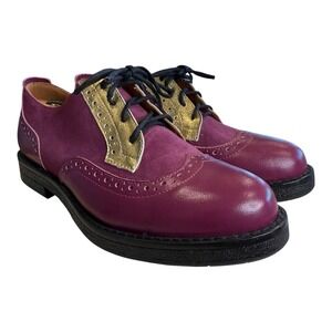 Embassy London Women's Leather Oxford Wingtip Purple/Gold/Black Size 38 US 7.5